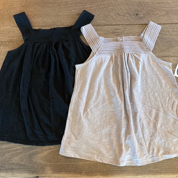 Old Navy Tops - Bundle of Old Navy Crochet-Yoke Slub-Knit Tank Top for Women in purple & Black